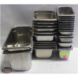 LOT OF ASSORTED STAINLESS STEEL FOOD INSERTS