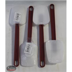 10" SILICONE "SPOONULAS" RED HANDLE - LOT OF 4