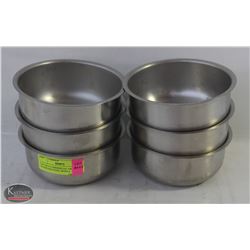 LOT OF 6 COMMERCIAL-GRADE 6" STAINLESS STEEL BOWLS
