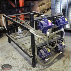 METAL RACK W/ 4 SHURFLO BEVERAGE PUMPS