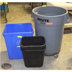 BAILIFF SEIZURE 32 GALLON BRUTE WASTE BIN W/ DOLLY