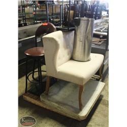 BAILIFF SEIZURE: PALLET OF ASSORTED CHAIRS, GLASS