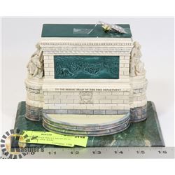 NYC FIRE DEPARTMENT MEMORIAL STATUE W/ STONE BASE