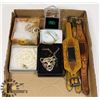 Image 1 : LOT OF JEWELRY AND LEATHER WATCH BANDS.