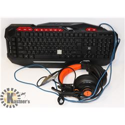 GAMING KEYBOARD (MISSING KEY) AND HEADPHONES