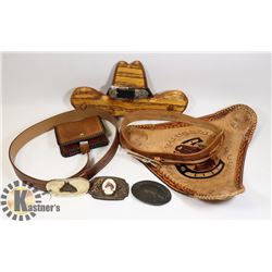 WESTERN FLAT OF ITEMS 2 BELTS W/BUCKLES