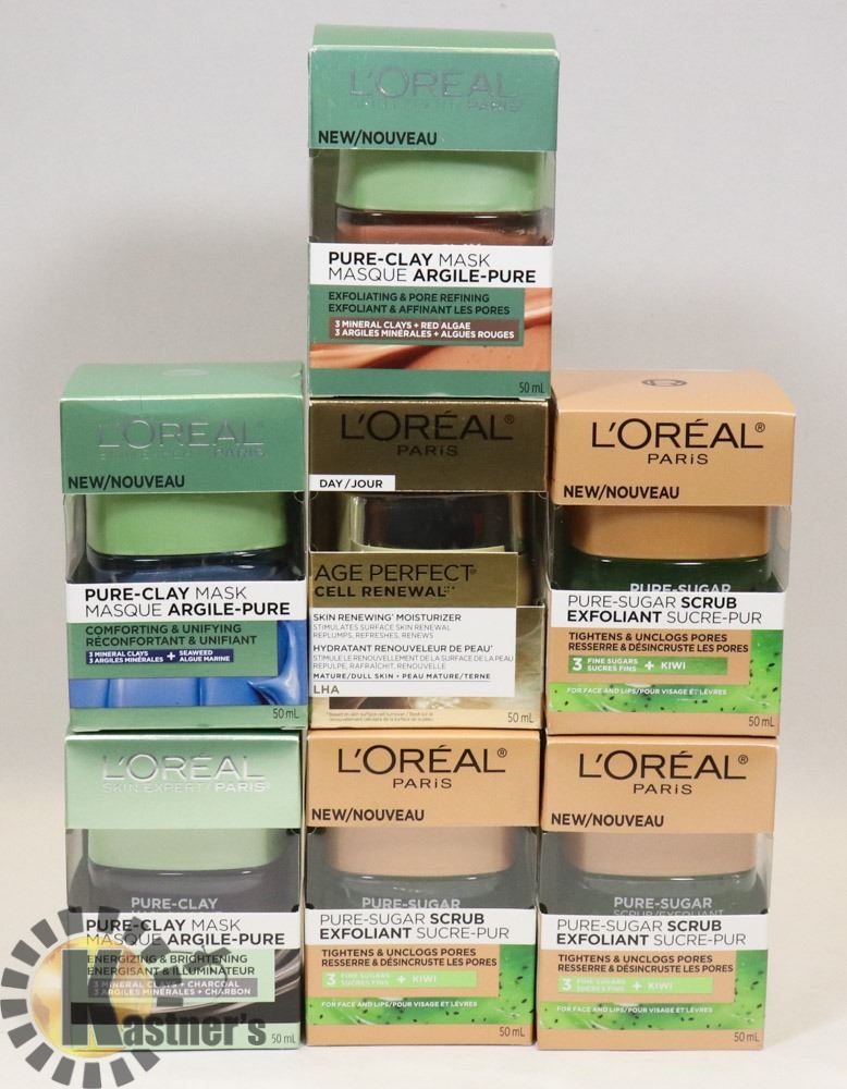 LOT OF ASSORTED L'OREAL FACE CREAMS/MASKS