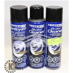 LOT OF 3 CANS OF CERTIFIED BRAKE CLEANER -