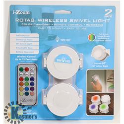 NEW 2 PACK COLOUR CHANGING WIRELESS SWIVEL LIGHT