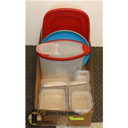 BOX W/LARGE RUBBERMAID CONTAINERS