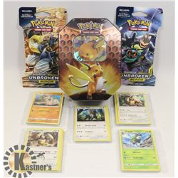 LOT OF POKEMON COLLECTORS TIN, BOOSTER PACKS AND