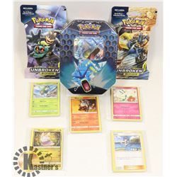 LOT OF POKEMON COLLECTORS TIN, BOOSTER PACKS AND