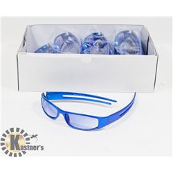 BOX OF VIBRANT METALLIC BLUE DESIGNER SUNGLASSES