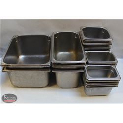 LOT OF ASSORTED STAINLESS STEEL FOOD INSERTS