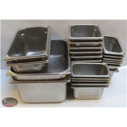 LOT OF ASSORTED STAINLESS STEEL FOOD INSERTS
