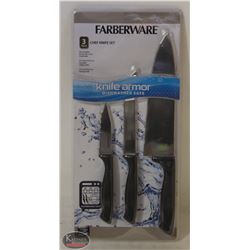 NEW 3PC KNIFE ARMOR FARBERWARE CHEF KNIFE SET