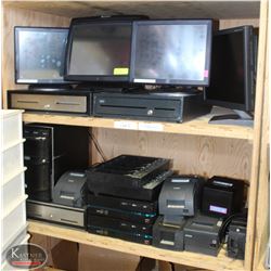 LARGE P.O.S SYSTEM W/ 4 MONITORS, 7 PRINTERS,