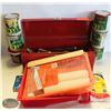 Image 1 : BAILIFF SEIZURE RED TOOLBOX W/ CONTENTS & PAINTING