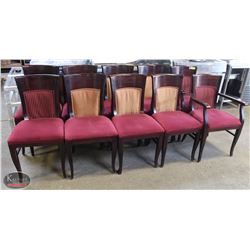 GROUP OF 10 DARKWOOD DINING CHAIRS W/ ASSORTED