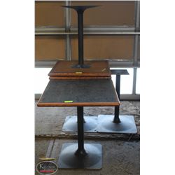 LOT OF 3 SQUARE VENEER TOP TABLES & 1 EXTRA METAL