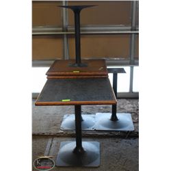 LOT OF 3 SQUARE VENEER TOP TABLES & 1 EXTRA METAL