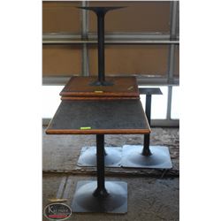 LOT OF 3 SQUARE VENEER TOP TABLES & 1 EXTRA METAL