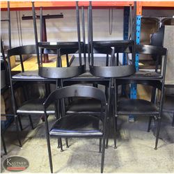 LOT OF 8 BLACK LEATHER & METAL DINING CHAIRS W/