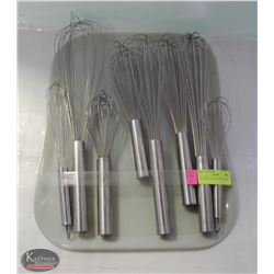 TRAY W/ 8 VARIOUS SIZED WHIPS
