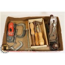 FLAT WITH  ASSORTED WOODWORKING TOOLS.