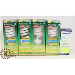 LOT OF 5  LIGHT BULBS, 4 -100 WATTS, 1-60 WATT