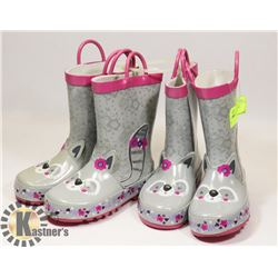 2 PACK KIDS RUBBER BOOTS SIZE 9