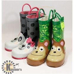 2 PACK OF KIDS RUBBER BOOTS SIZE 9