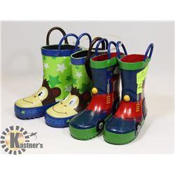 2 PACK OF KIDS RUBBER BOOTS SIZE 5