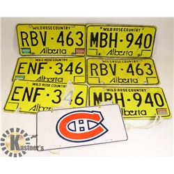 LOT OF 5 ASSORTED ALBERTA LICENSE PLATES.