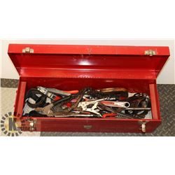 TOOL BOX WITH ASSORTED TOOLS.