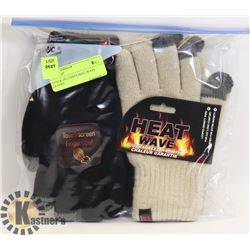 2 PACK OF LADIES HEAT WAVE GLOVES