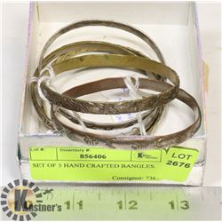 SET OF 5 HAND CRAFTED BANGLES.