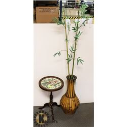 VINTAGE LITTLE TABLE, VASE WITH TREE