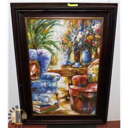 FRAMED ART 32" X 44" FRAME IS DAMAGED