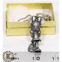 VINTAGE PEWTER MINNIE MOUSE ON CHAIN