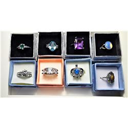 14)  LOT OF 8 DELUXE FASHION RINGS
