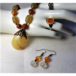 20)  SUITE OF NATURAL STONE JEWELRY