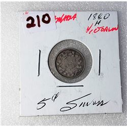 2)  VICTORIAN 1880 5 CENT SILVER