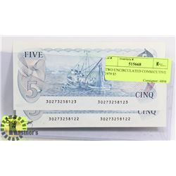 TWO UNCIRCULATED CONSECUTIVE 1979 $5