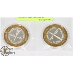 LOT OF 2 1996 LAS VEGAS STRATOSPHERE .999 FINE SIL