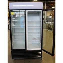 NEW 1000L UPRIGHT HINGED DOUBLE GLASS DOOR COOLER
