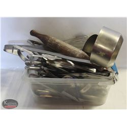 BAILIFF SEIZURE: TOTE OF ASSORTED KITCHEN UTENSILS