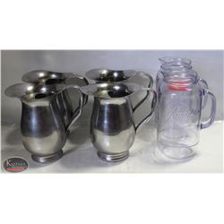 BAILIFF SEIZURE: LOT OF 4 STAINLESS STEEL PITCHERS