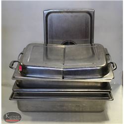 BAILIFF SEIZURE: LOT OF CHAFING DISH PARTS INCL: