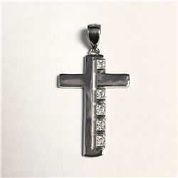 SILVER CUBIC ZIRCONIA CROSS NECKLACE